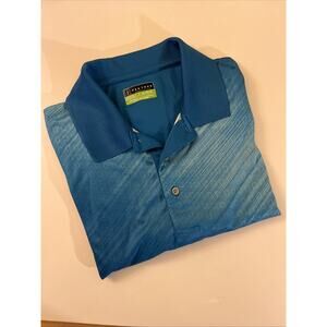 PGA TOUR Pro Series Athletic Fit XL Turquoise Polo Golf Shirt Geometric Pattern